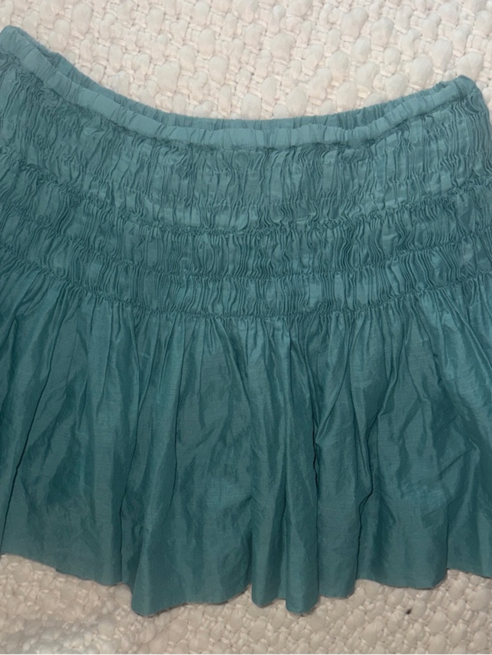 J. Crew Teal Smocked Skater Mini Skirt